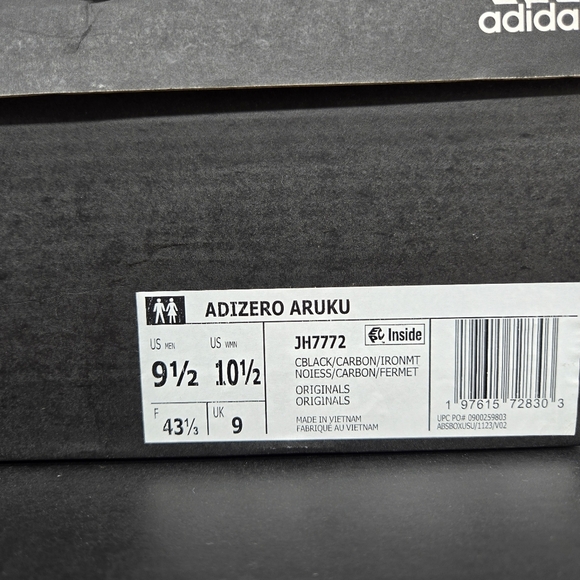 New Adidas Adizero Aruku 'Black Carbon' JH7772 Men's Running Shoes Size 9.5 - Picture 8 of 8